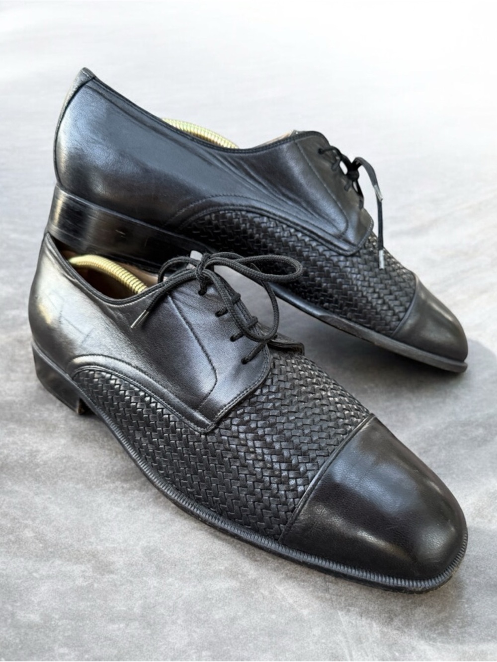 Bally Switzerland Roger Woven Leather Cap Toe Oxfords